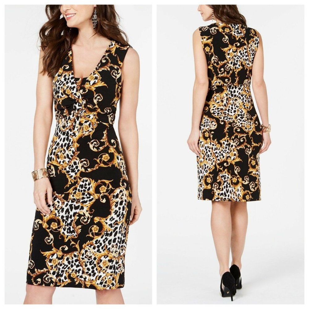 Thalia Sodi Printed O-Ring Sheath Dress